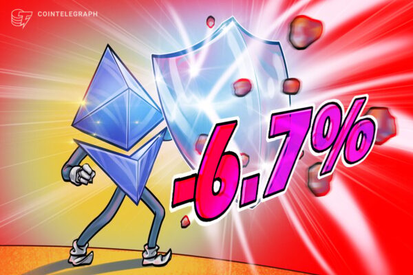 ETH is down just 6.7% following Friday’s cryptocurrency market crash