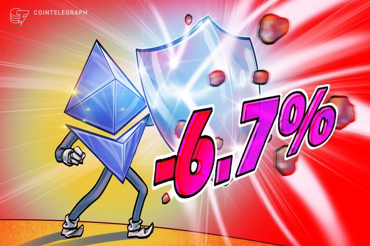 ETH is down just 6.7% following Friday’s cryptocurrency market crash